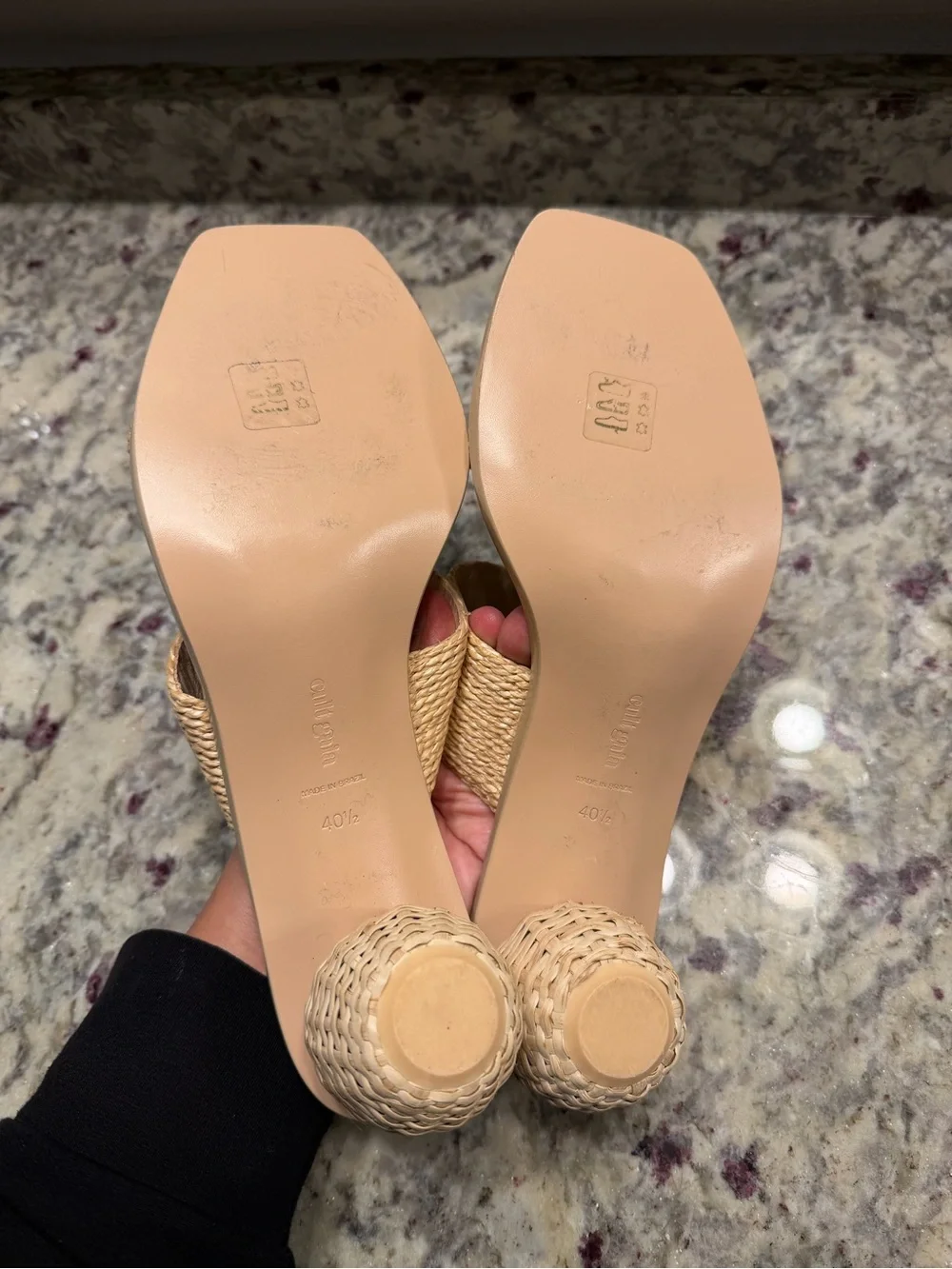Cult Gaia Woven Two Band Slide Heels Sandals Vacation Resortwear